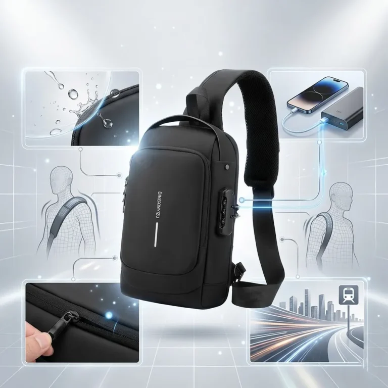 شنطة كروس ضد السرقة مقاومة للمية بقفل باسورد ومنفذ USB