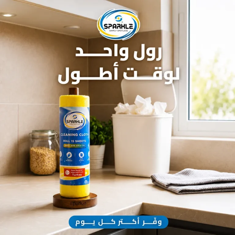 رول مناديل مطبخ يعاد استخدامه مع استاند خشب — نظافة بدون هدر