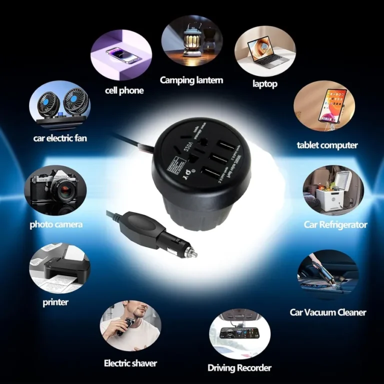محول طاقة للسيارة 150 وات مع 3 USB وشحن سريع وكهرباء 220 فولت