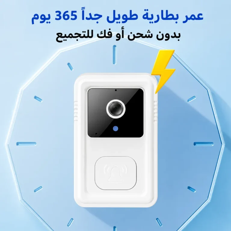 جرس باب ذكي بكاميرا HD ورؤية ليلية وتنبيه فوري – أمان بيتك في إيدك